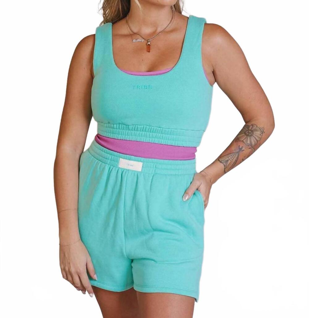 NEW TRIBE KELLEY butter boxer tag shorts in teal